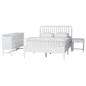 Baxton Studio Lucera 4-Piece Bedroom Set, Queen, White